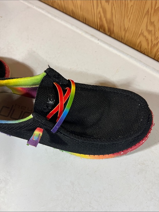 Hey Dude Men’s 10 Black Sneakers with Rainbow Trim main image 12